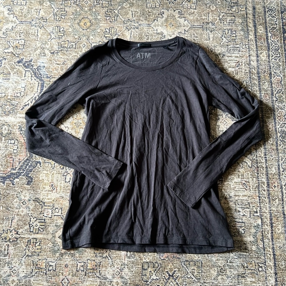ATM Anthony Thomas Melillo Black Long Sleeve Crewneck Tee
